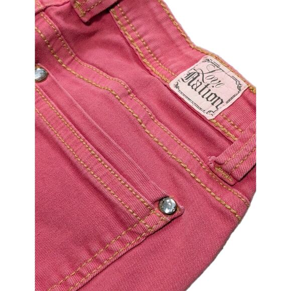 Love Nation Jean Shorts Pink Size 12 Rhinestone Gems - Picture 5 of 7